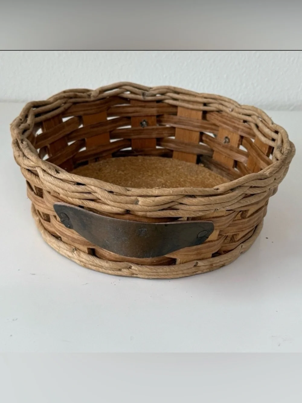 Vintage 70’s Pyrex Woven Basket Casserole Dish Holder with Leather Handles Rare!